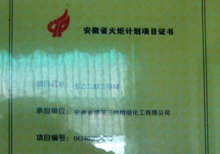 Anhui province torch program project certificate